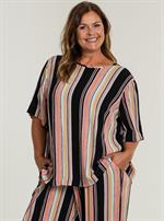 Gozzip - Agaton Bluse med Striber, Sort/Multi